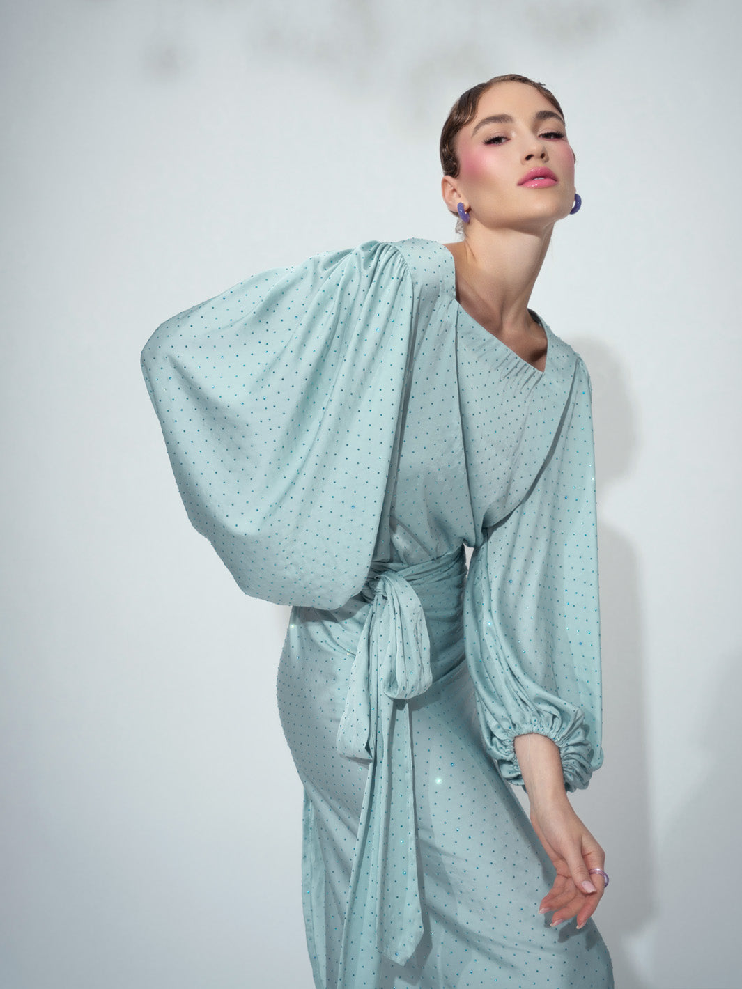 Sea Blue Wrap Gown – Miasha